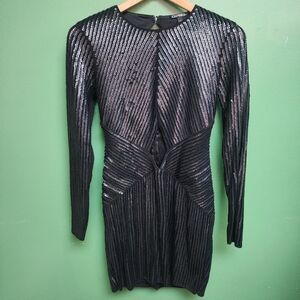 Express Black Sequin Open Back Bodycon Dress ✨